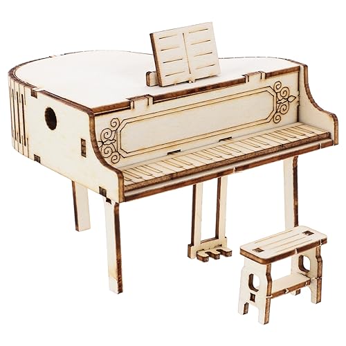 Amosfun 3D-Holzpuzzles Klavier DIY Holz-Spieluhr 3D-Holzpuzzle Musikinstrumente Stiel Holzgebäude DIY-Set Geschenk für Männer Frauen Erwachsene Hobby von Amosfun