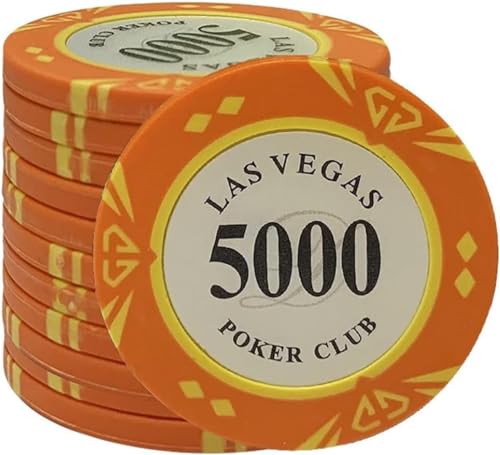 AtKits 14 g Poker-Chips, Casino-Spiele, Poker-Set, Texas Holdem Las Vegas Ton-Chips-Set for Zählen von Markern, Mathe-Lernen, Poker-Chips (Color : 25pcs $5000) von AtKits
