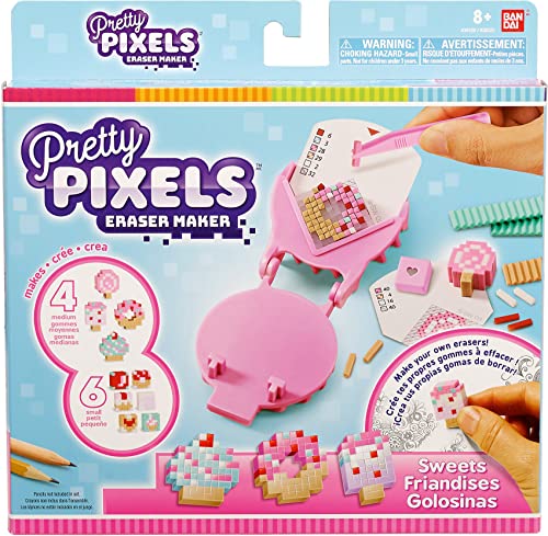 Bandai – Pretty Pixels – Krazy Pixels – Radiergummi-Fabrik – Starter-Set – Thema Süßigkeiten – Basteln – 38522 von BANDAI