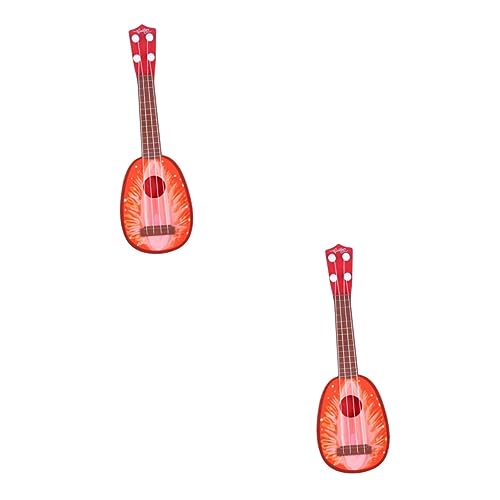 BESTonZON 2st Obst Gitarre Ukulele-Spielzeug Für Kinder Mini-Spielzeug Für Musikinstrumente Kindergitarre Akustisch Mini-obstinstrumente Kleinkind Saiteninstrument Elektrische Gitarre Rot von BESTonZON