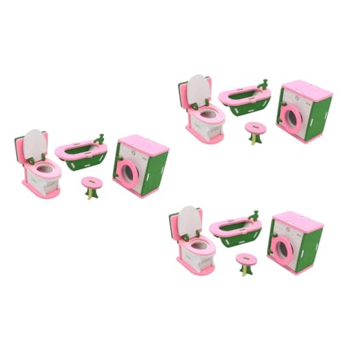 BESTonZON 3St Möbelspielzeug Kinder badezusatz White Out zulunft pink die grünen qridor Spielzeuge Spielset aus Holz Badezimmerdekoration Kinderspielzeug Toilette Ornamente Hölzern Rosa von BESTonZON