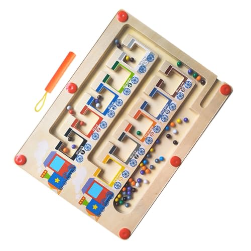 BESTonZON Magnetische Zugzähltafel Puzzle-Spielbrett Zählspiel Kinderspielzeug Automobil Magnetische Farb- und Zahlenlabyrinthe Magnettafel mit Farben und Zahlen hölzern Puzzleteile Wagen von BESTonZON