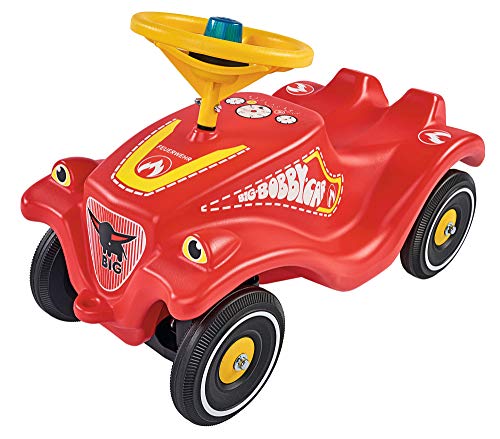 BIG-Bobby-Car-Classic Feuerwehr - Kinderfahrzeug mit Aufklebern in Feuerwehr Design, für Jungen und Mädchen, belastbar bis zu 50 kg, Rutschfahrzeug für Kinder ab 1 Jahr, Eor von BIG Spielwarenfabrik