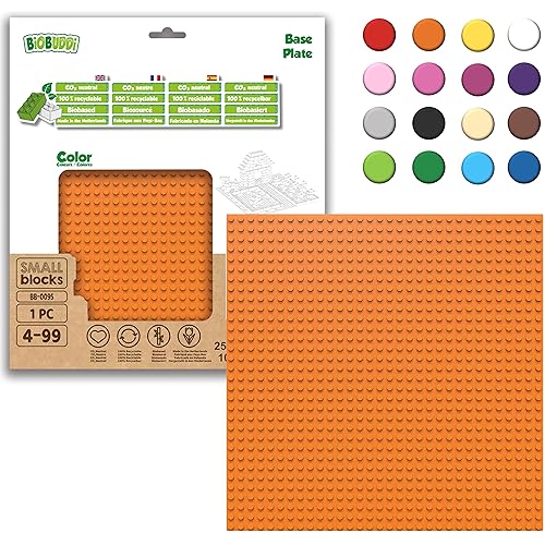 BIOBUDDI Grundplatte Bauplatte Orange Kürbis 32 x 32 Noppen (25x25cm), 100% kompatibel mit Lego & duplo, klimaneutral hergestellt in EU (Niederlande), 97% Bioplastik, BB-0095 von BIOBUDDI