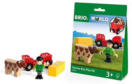 BRIO World 33879 - Spielpäckchen Bauer mit Kuh Spielset Holzeisenbahn von Brio