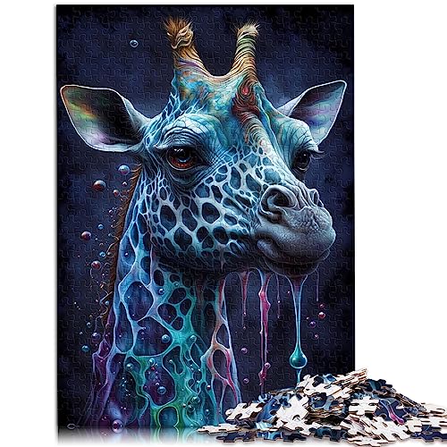 Kunstpuzzle für Erwachsene, 500 Teile, Holzpuzzle mit niedlicher Giraffe, herausforderndes, schwieriges Puzzle, 14,96 x 20,47 Zoll von BUBELS