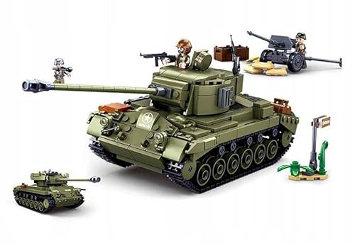 BirnePower Klemmbausteine Spielbausteine Spielset Militär Army Soldaten Bausatz Spielfigur 742 Teile Panzer Tank Pershing 2in1 Bausteine Spielzeug G158024 von BirnePower