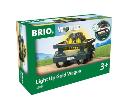 BRIO 63389600 Bahn 33896 - Goldwaggon mit Licht, Zubehörteil Holzeisenbahn von BRIO