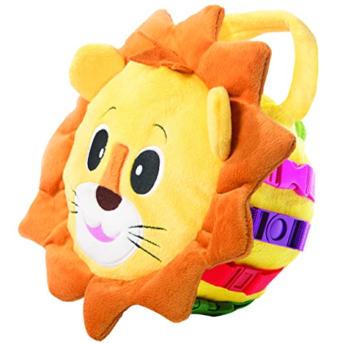 BUCKLE TOY Benny Lion Bag - Toddler Early Learning Basic Life Skills Children's Plush Travel Activity von Buckle Toys