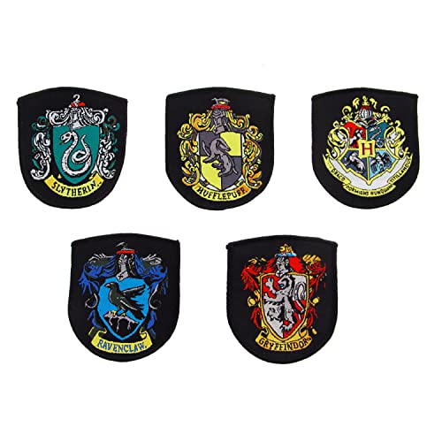 Cinereplicas Harry Potter - Aufnäher Hogwarts Häuser Wappen (Satz von 5) - Offizielle Lizenz von Cinereplicas