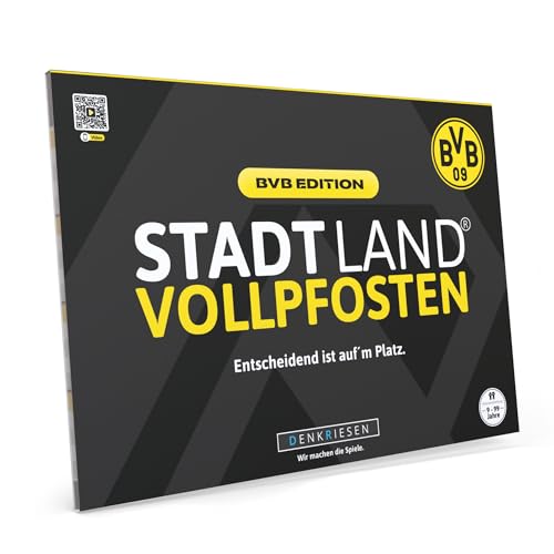 DENKRIESEN Stadt Land Vollpfosten® A4 – BVB Edition | Ab 9 Jahren | BVB-Fanartikel | Borussia Dortmund | Stadt Land Fluss von DENKRIESEN
