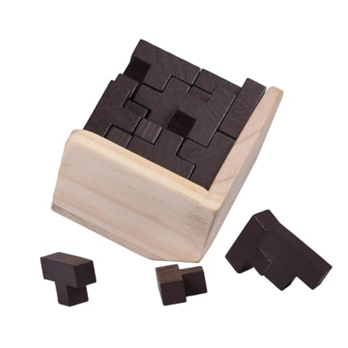 DIKACA Minsuo Denksport für Kinder Denksportaufgaben für Kinder Holzpuzzle für Kinder fokussiert Kinder Puzzle Geduld Spielzeug Puzzlematte Würfelpuzzle gebaut Schatzkiste hölzern von DIKACA