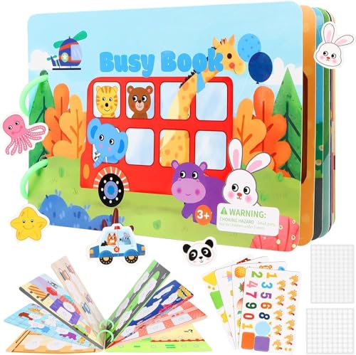 DINSONG Montessori Spielzeug Busy Book ab 1 Jahr, Ruhiges Buch Montessori for Toddlers, Educational Toy Book, Interactive Busy Book, Kleinkinder Puzzle Buch Pädagogisches Spielzeug von DINSONG
