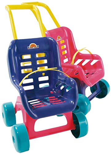 DOHÁNY Puppenwagen Kunststoff Puppen Zubehör Sportwagen mit Schalensitz bunt +3J, Rosa, 5011E von DOHÁNY