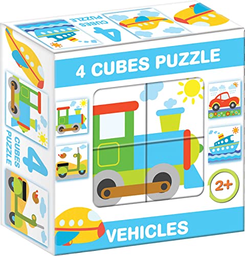 Würfel Puzzle Bilderwürfel 4-TLG. Kinderpuzzle Fahrzeuge von DOHÁNY