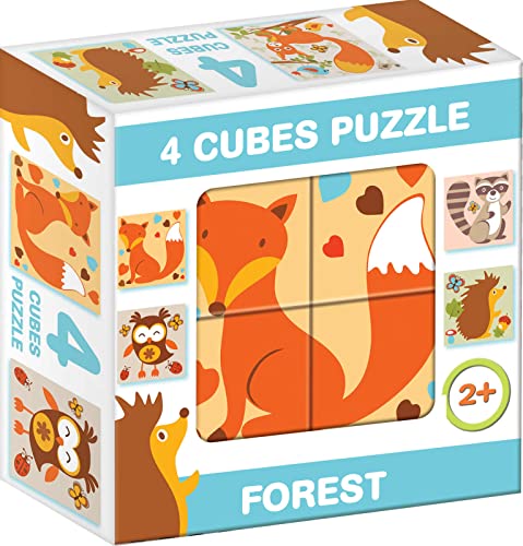 Würfel Puzzle Bilderwürfel 4-TLG. Kinderpuzzle Wald Waldtiere von DOHÁNY
