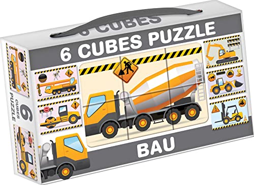 Würfel Puzzle Bilderwürfel 6-TLG. Kinderpuzzle Baufahrzeuge LKW von DOHÁNY