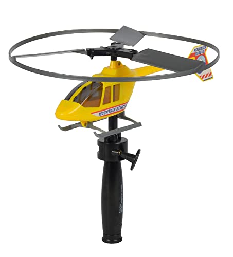 Simba 107207941 - Helikopter Flugspiel, 3-fach sortiert, es wird nur ein Artikel geliefert, Polizei, Feuerwehr, Bergrettung, Starter mit Seilzug, Outdoor, ab 3 Jahren, Gelb von Simba
