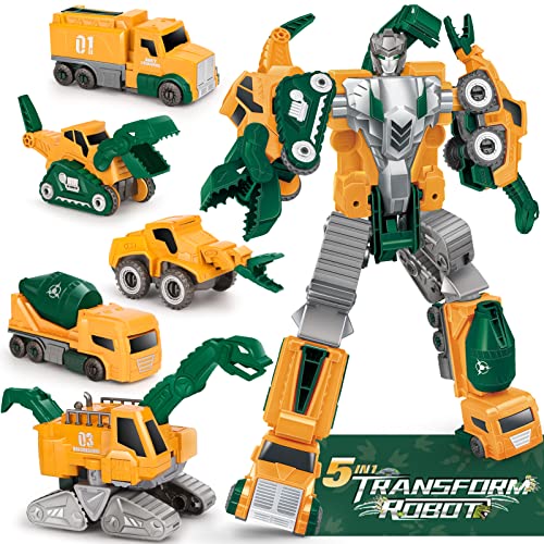 Dreamon Dinosaurier Transformers Spielzeug für Kinder, 5 in 1 Roboter Bausteine Kinder, Roboter Kinder Geschenk für Jungen ab 3 4 5 6 7 Jahren von Dreamon