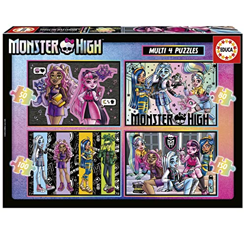 Educa - Puzzleset mit 50/80/100/150 Teilen | Monster High, 4in1 Puzzle für Kinder ab 6 Jahren (19706) von Educa