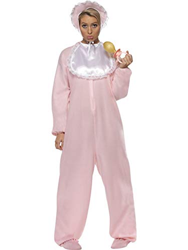 Faschingsfete - Damen Frauen Baby Strampler Kostüm mit Vlies-Bodysuit, Mütze und Schlabberlätzchen, perfekt für Karneval, Fasching und Fastnacht, One Size, Rosa von Faschingsfete