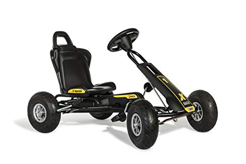 Ferbedo Go Kart AT X-Racer (Gokart / Kart in schwarz mit Soundlenkrad und Luftbereifung, ab ca. 3-8 Jahre) 105007 102 x 60 x 64 cm von Rolly Toys