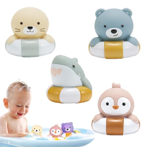 Firulab Badetierspielzeug,Badewannen-Schwimmspielzeug, 4 Stück leuchtende Badewannen-Tierspielzeuge für Kleinkinder für die Dusche, Badespielzeug für die frühe Entwicklung mit farbwechselndem Licht von Firulab