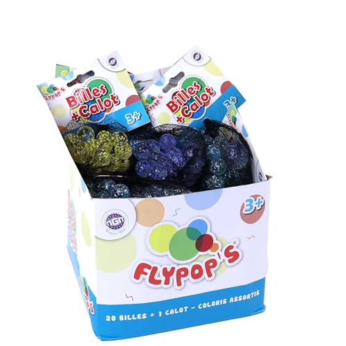 FLYPOP'S - Kugeln Nuggets - Freizeitspiel - 033031 - Zufällige Farbe - Glas - Geschicklichkeitsspiel - Kinderspielzeug - 1,6 cm x 1,6 cm - Ab 3 Jahren von Flypop's