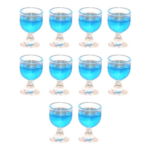 Folpus 10x 1:12 Miniatur Weinglas Puppenhaus Wasserbecher Dekor Puppenhaus Küchenzubehör, Blau von Folpus