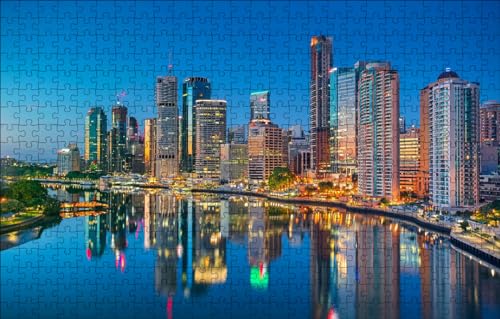 GUOHLOZ 1000-teiliges Puzzle für Erwachsene, Mini-Puzzle, tolles herausforderndes Puzzle, schwieriges Mini-Puzzle mit 1000 Teilen, Heimdekoration, Kunsthandwerk, Queensland, Brisbane River, 75x50cm von GUOHLOZ
