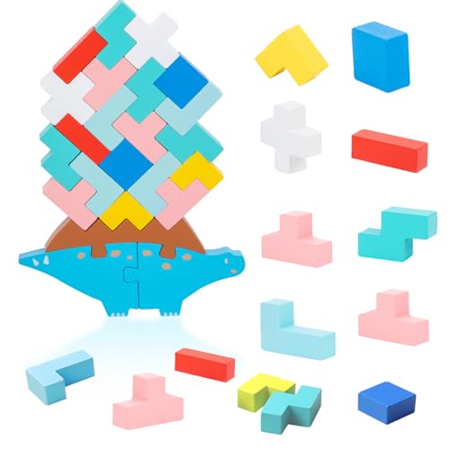 Galerie SV Tetris Spiel - Balance Spiel - Stapelspiel - Montessori-Spielzeug - Spielzeug Wackelturm Stapelturm - Team Tower-Spiel für Kinder und Erwachsene - Kinderspiel Geschenk von Galerie SV