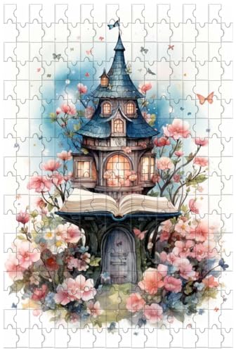 Holzpuzzle für Erwachsene, 1000 Teile, für EIN magisches Märchenbuch, EIN Schloss in einem Zauberbuch (A ; 500) von Generic