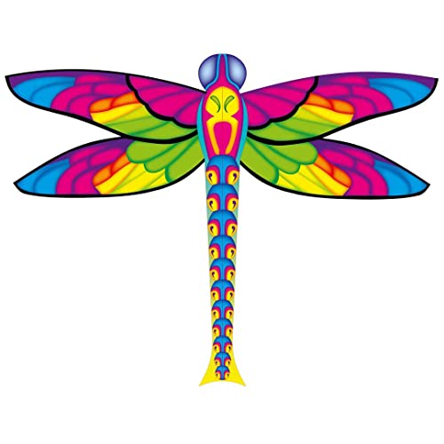 Ecoline 102196 - Dragonfly Kite, Kinderdrachen Einleiner, ab 5 Jahren, 100x76cm, inkl. 17kp Polyesterschnur 25m auf Griff, 1.5-4 Beaufort von HQ HIGH QUALITY DESIGN