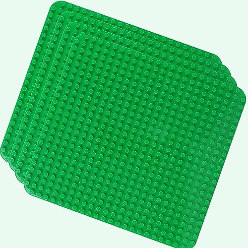4 Große Bauplatte Kompatibel mit Lego Duplo Platten,38.4 * 38.4cm Classic Grundplatte mit 24 x 24 Noppen für Duplo Steine,Konstruktionsspielzeug für Kleinkinder,Mädchen und Jungen, Grün von HUYIYI
