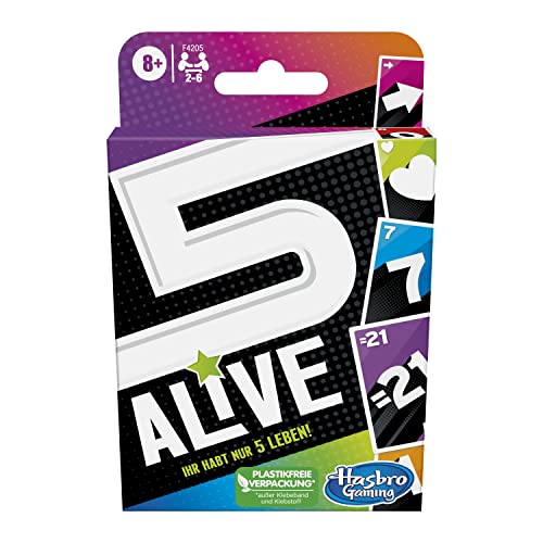 Hasbro Gaming Five Alive Kartenspiel, schnelles Spiel für Kinder und Familien, leicht zu erlernen, Familienspiel ab 8 Jahren. 5 Alive Kartenspiel für 2 − 6 Spieler von Hasbro Gaming