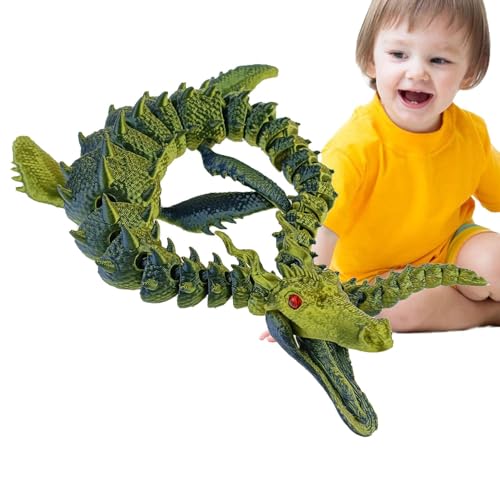 Hobngmuc 3D-Druck-Drache, 3D-Drachen-Zappelspielzeug | Kristalldrache mit flexiblen Gelenken,Voll beweglicher Drache, Chefschreibtischspielzeug, Zappeldrache für Kinder und Erwachsene von Hobngmuc