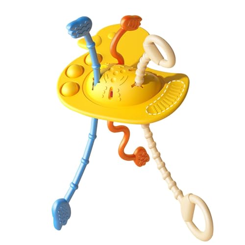 Hobngmuc Kleinkind-Reise-Pull-String-Spielzeug | Geschicklichkeitsaufbauendes Silikon-Sensorspielzeug,Kleinkind-Beißspielzeug, pädagogisches Motorikspielzeug für Jungen, Mädchen, Kinder von Hobngmuc