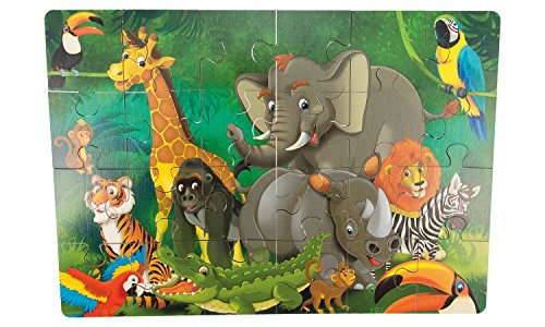 Puzzle Dschungel aus Holz, mit 24 Teilen - Holzpuzzle, Legepuzzle, Steckpuzzle mit verschiedenen exotischen Tieren für Kinder ab 3 Jahren von Holzspielerei