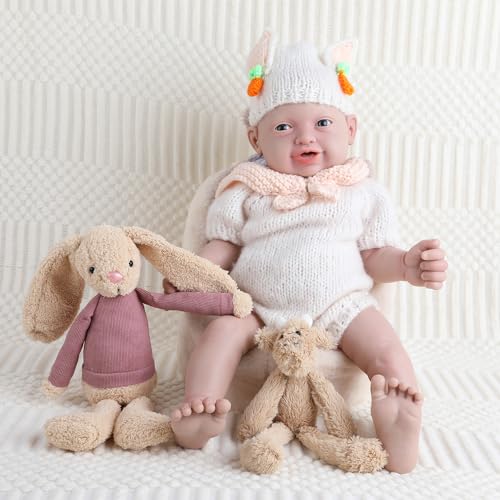 IVITA Ganzkörper Silikon Reborn Baby Puppe Offener Mund Neugeborene Babypuppe Zwillinge Babypuppe Weiche Babypuppe Kann Schnuller Fressen Mädchen von IVITA