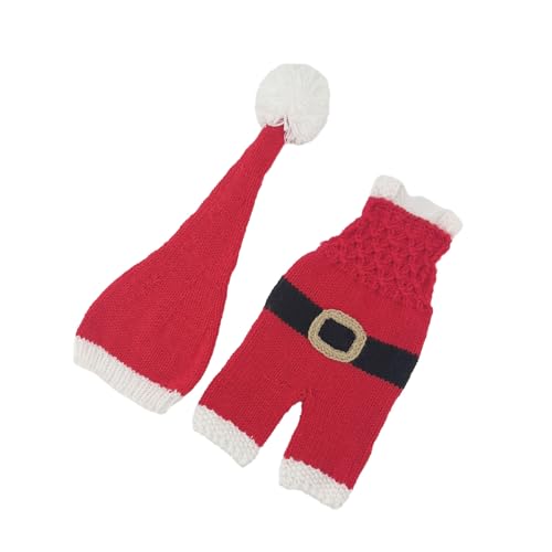 Jiqoe Festlicher Strick Strampler Mit 2 Teile/satz Weihnachtsthema Fotografie Requisiten Für Party Kostüm Outfit Baby Santa Cosplay Fotoshooting von Jiqoe