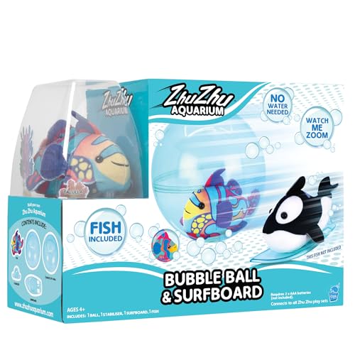 John Adams Zhu Zhu Pets | Zhu Zhu Aquarium Bubble Ball & Surfbrett Starter Spielset mit Fischen | Elektronische Haustiere | ab 4 Jahren | Blau von John Adams