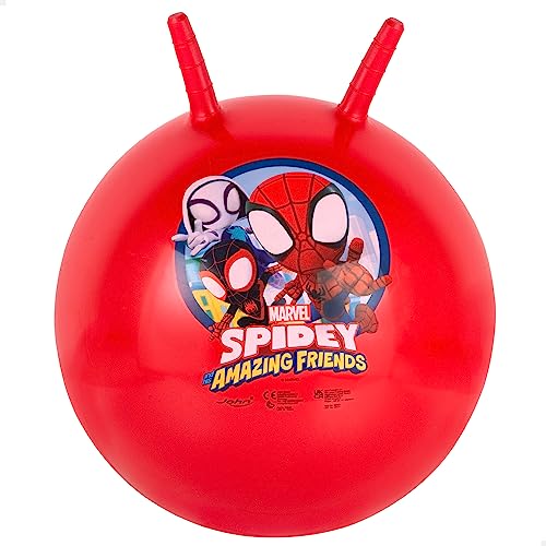 John 59549 - Sprungball Spider-Man - Marvel - Bedruckter Hopperball, Hüpfball, Springball, Hopper Ball für Drinnen & Draußen - wiederaufblasbar, robust - Fitness für Kinder von John