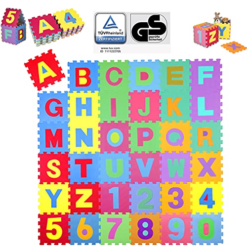 KIDUKU® 86 teilige Puzzlematte TÜV Rheinland geprüft - Kinderspielteppich, Spielmatte, Spielteppich für Baby & Kinder von KIDUKU