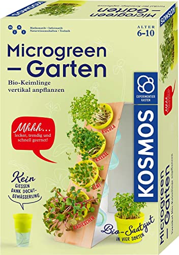 KOSMOS 636135 Microgreen-Garten, Bio-Keimlinge vertikal anpflanzen und genießen, Gemüse-Keimlinge züchten auf der Fensterbank, Experimentierkasten für Kinder ab 6 bis 10 Jahre von Kosmos