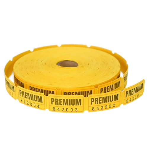 L LIKED 2000 gelbe Tombola-Tickets mit Perforationen und fortlaufenden Zahlen, Einzelticket-Rolle für Veranstaltungen, Karneval, Türpreise und Getränke von L LIKED