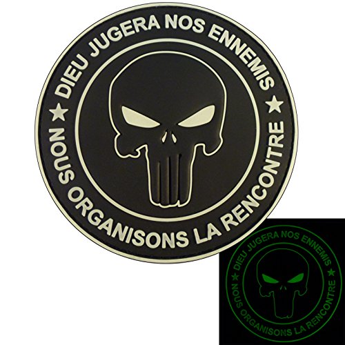 2AFTER1 Punisher DIEU JUGERA NOS ENNEMIS Glow Dark All Black Navy Seals DEVGRU PVC Fastener Patch von LEGEEON
