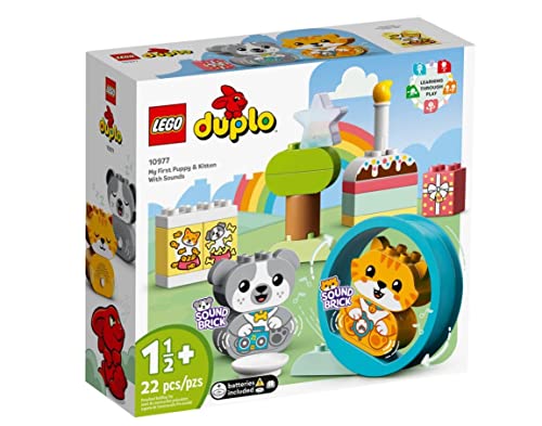 LEGO 10977 DUPLO Mein erstes Hündchen & Kätzchen - mit Ton, Steine für Kleinkinder von 1,5-3 Jahre, Spielzeug-Set mit Tieren zum Bauen für Jungen und Mädchen von LEGO
