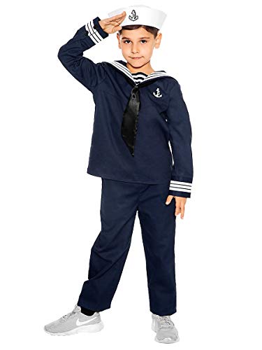 Maskworld Klassisches Matrosen Kinder-Kostüm - Verkleidung Uniform Anzug für kleine Seemänner - Fasching Karneval Mottopartys & Halloween - Größe 152 von Maskworld