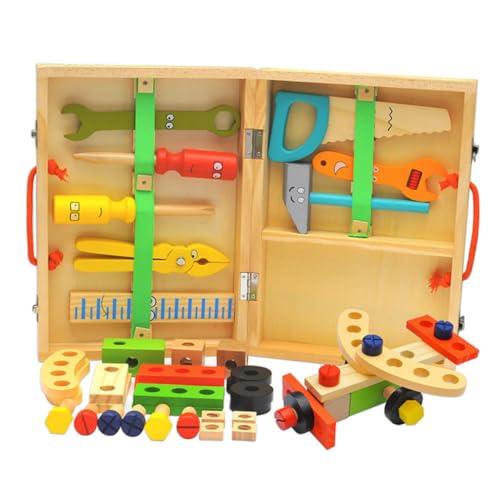 NAMOARLY Werkzeugkasten für Kinder werkzeugset Kinder Werkzeug-Sets Kinder Mini-Werkzeugkasten Werkzeug-Spielset für Kinder Werkzeugkasten vorgeben Simulations-Toolbox für Kinder hölzern von NAMOARLY