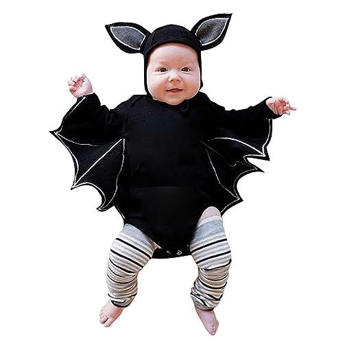 OBiQuzz Neugeborenes Baby Jungen Mädchen Body und Hut Outfits Strampler Kostüm Cosplay Halloween Overall Body Wolle Seide 98 (BK1, 6-12 Months) von OBiQuzz